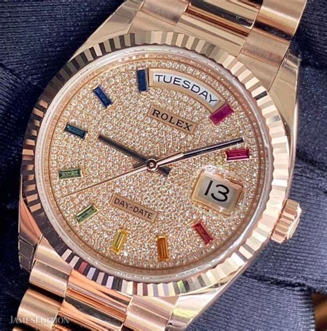 rolex day date 36 in 18 ct everose gold|rolex diamond watch.